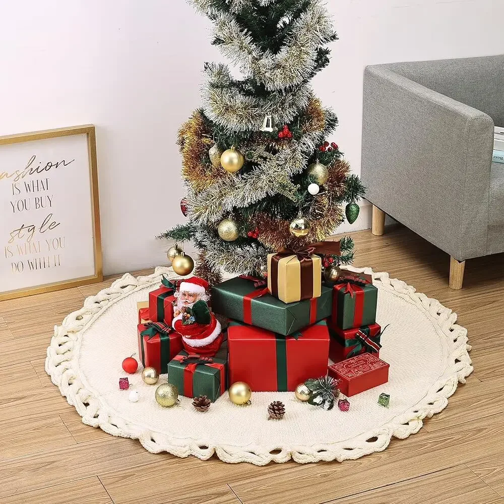 Mr. Pen Christmas Tree Skirt - 36 Inch Knitted Xmas Tree Skirt